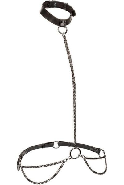 Arnês de correntes Calexotics Euphoria Plus Size Halter, convertível em coleira com trela