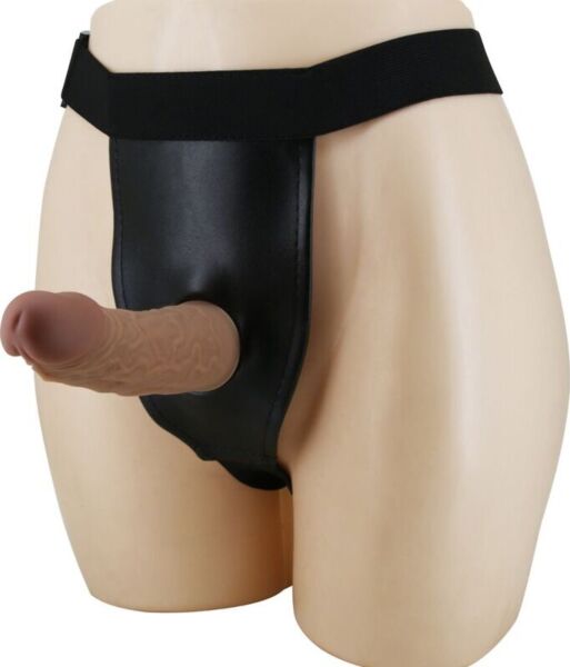 Arnês strap-on Pretty Love com o seu dildo castanho veteado