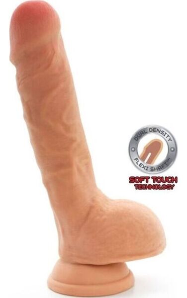 Dildo realista Toyjoy Get Real Dual Density cor de pele, com testículos e base com ventosa
