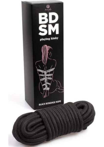 Corda Bondage Preta Secret Play de 10 metros, da BDSM Collection
