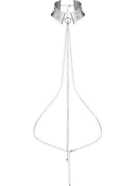 Coleira de malha metálica Bijoux Indiscrets Désir Métallique com o seu cinto de corrente