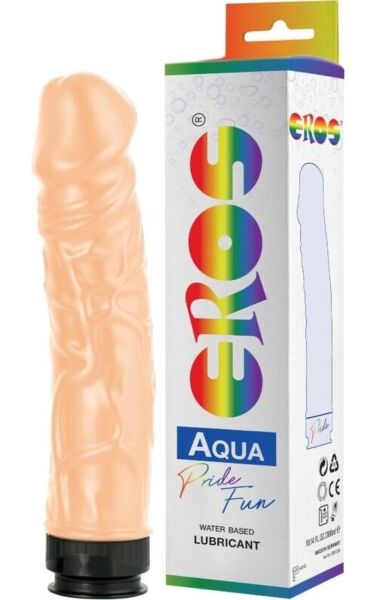 Dildo realista rígido Eros Aquaglide com 300 ml de lubrificante à base de água no interior