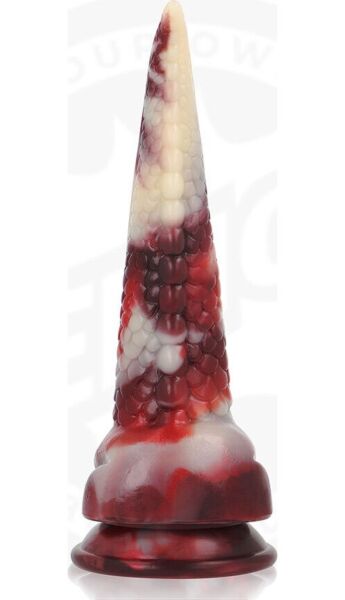 Dildo Epic Draxis Sombra Abismal, com a parte superior mais estreita e uma base para segurar