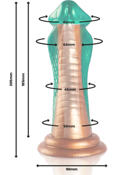 Dildo Epic Python Cobra Green com glande, engrossamento sob a glande e base