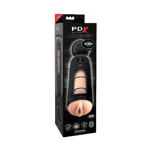 Masturbador PDX Elite Mega Milker da Pipedream, com compressão automática, janela transparente e ventosa