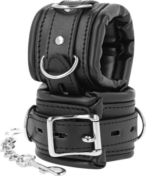 Algemas BDSM Darkness Padded Locking Cuffs acolchoadas, com a sua fivela de bloqueio