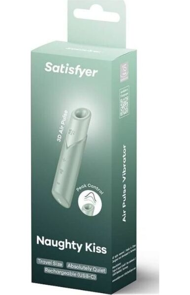 Estimulador de clitóris Satisfyer Naughty Kiss na cor menta, em forma de batom