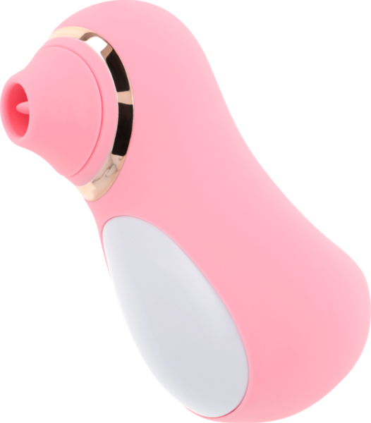 Estimulador de clitóris Ohmama Vibrating Tongue com língua vibratória e detalhes brancos e dourados