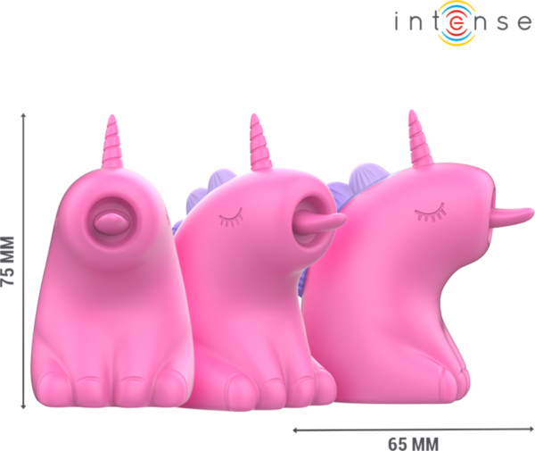 Vibrador de clitóris Intense Pinkie em forma de unicórnio, de cor fúcsia
