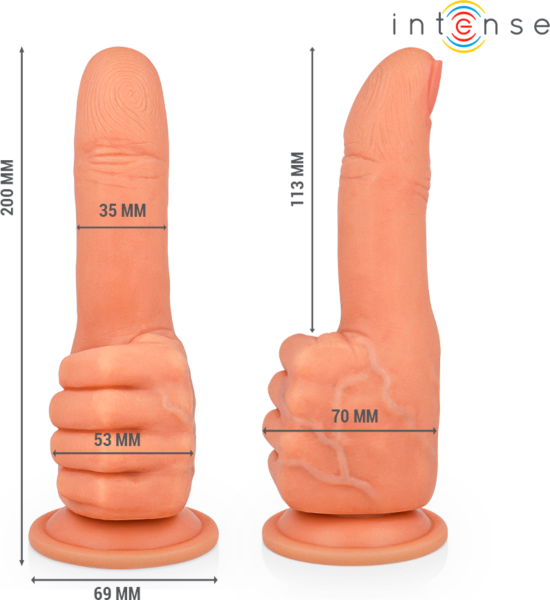 Dildo Intense Bender com forma de mão e base com ventosa