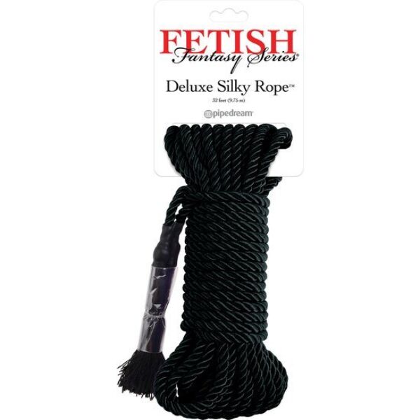 Corda preta de bondage Pipedream Black Deluxe Silk Rope