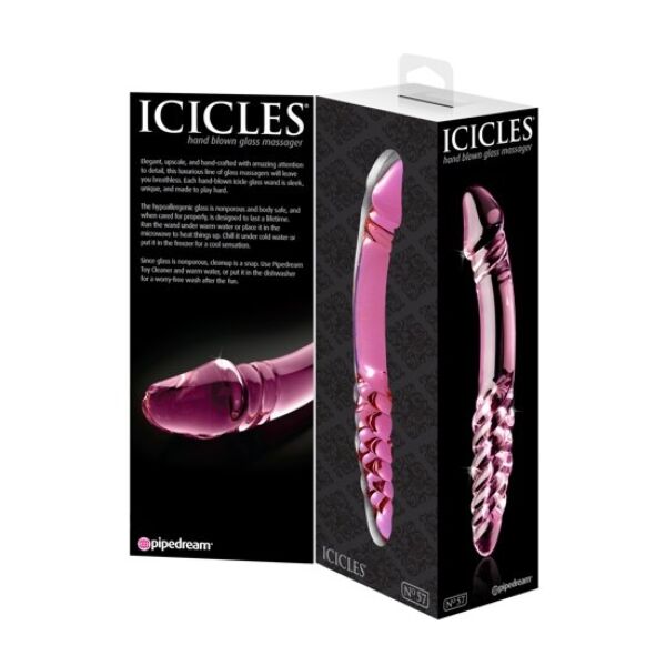 Dildo de vidro Pipedream Icicles N. 57, de duas pontas