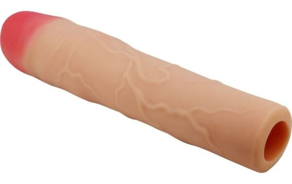 Capa de pénis com extensão Pretty Love BI-026257, cor da pele, com veias e glande marcada
