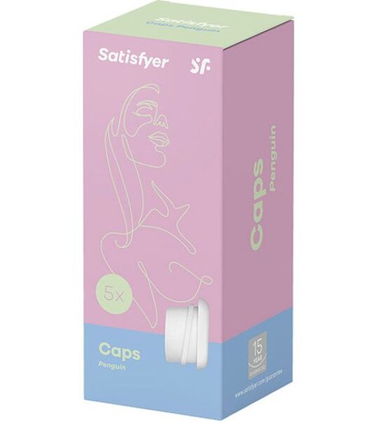 Cinco cabeças de substituição brancas em silicone para o Satisfyer Pro Penguin NG