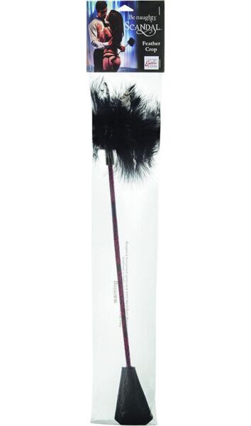 Chicote com penas CalExotics Scandal Feather Crop, em vermelho e preto