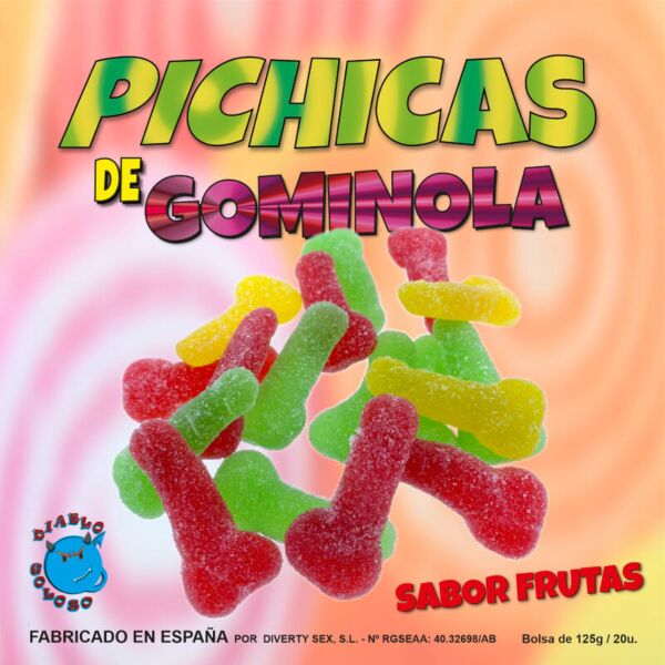 Caixa de gomas em forma de pénis Diablo Goloso, gomas mastigáveis com sabores de fruta