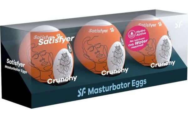 Pack de três ovos masturbadores Satisfyer Naughty, Savage e Crunchy