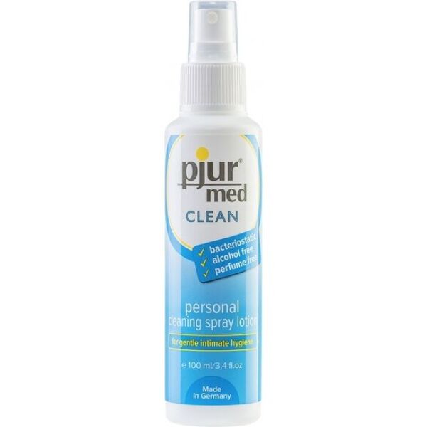 Spray limpador íntimo pjur med Clean spray em frasco de 100 ml