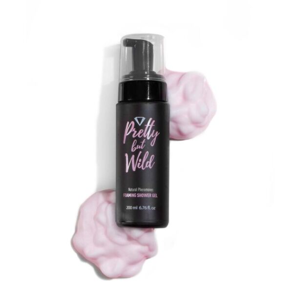Embalagem com bomba espumadora do Foaming Shower Gel Pretty But Wild da Secret Play, 200 ml