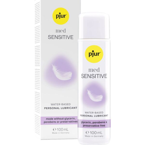 Lubrificante à base de água Pjur Med Sensitive Glide nos formatos de 2 ml e 100 ml