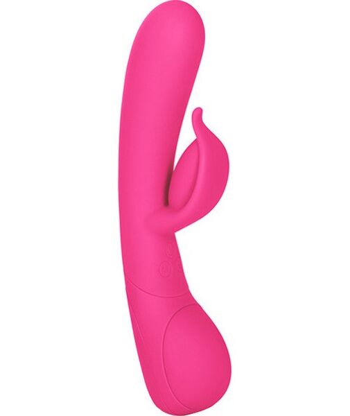 Vibrador rabbit Calexotics Impress Dove cor-de-rosa, com haste e estimulador de clitóris