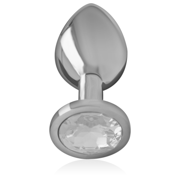 Plug anal Intense Silver Crystal, em metal com uma pedra brilhante e detalhes azuis