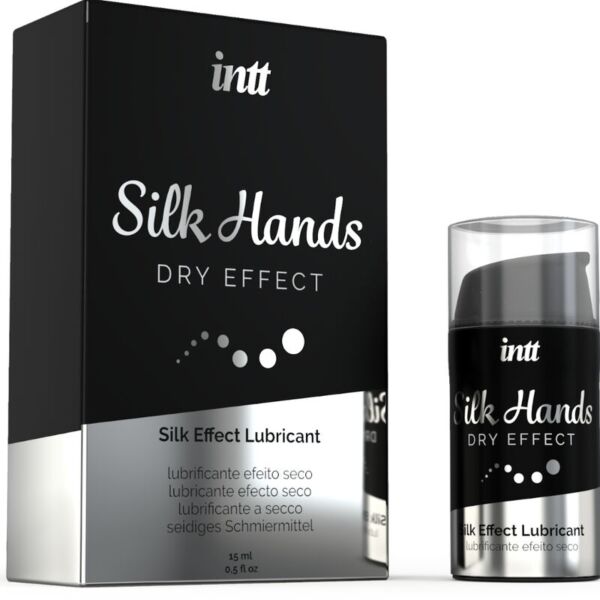 Lubrificante INTT Silk Hands à base de silicone na sua embalagem de 15 ml