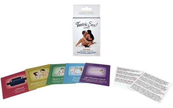 Jogo de cartas Kheper Games Tantric Sex, com a caixa e algumas cartas