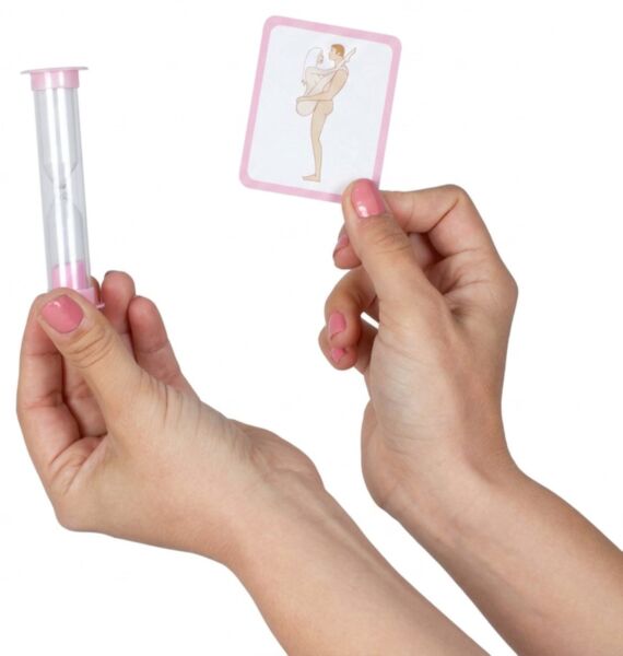 Jogo para casais Secret Play Memory Play, com as cartas e a ampulheta