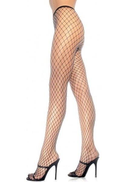 Collants de rede Leg Avenue Xena Diamond Tights em preto, com rede larga em losango