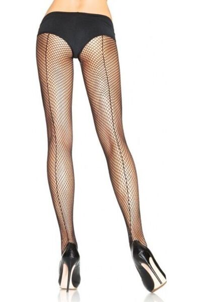 Collants de rede Leg Avenue Callie em preto, com costura atrás