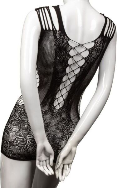 Mini vestido Scandal Peek-A-Boo Mini Dress da CalExotics, de renda de malha preta