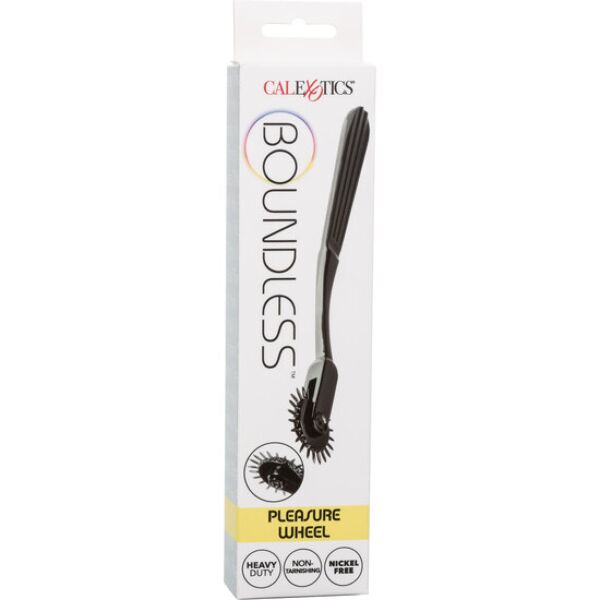Roda de Wartenberg CalExotics Boundless Pleasure Wheel, de cor preta, com a sua roda de 22 picos