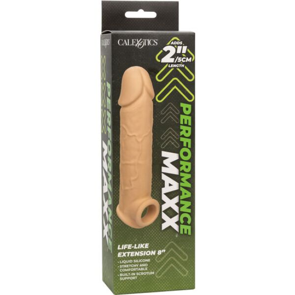 Capa peniana CalExotics Performance Maxx Life-Like 8 com tira para o escroto