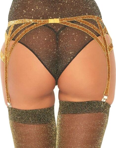 Cinta-liga Leg Avenue Maddox Lurex de tiras elásticas com brilho