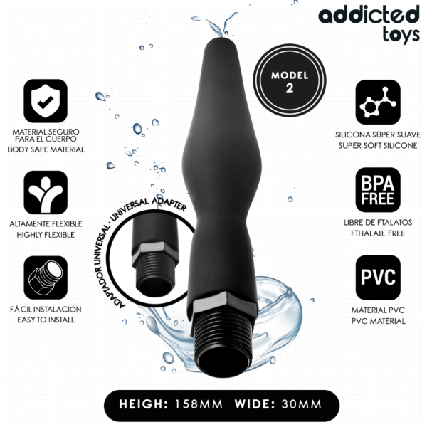 Duche anal Addicted Toys Modelo 2 com o respetivo adaptador universal