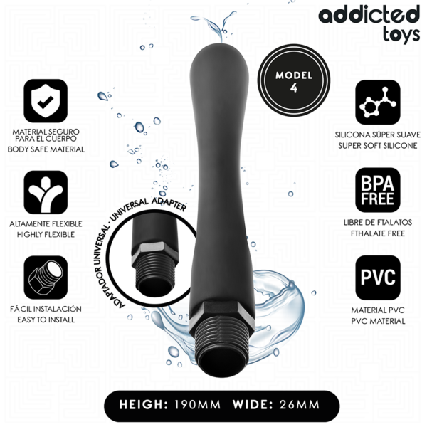 Duche anal Addicted Toys Modelo 4 com o seu adaptador universal