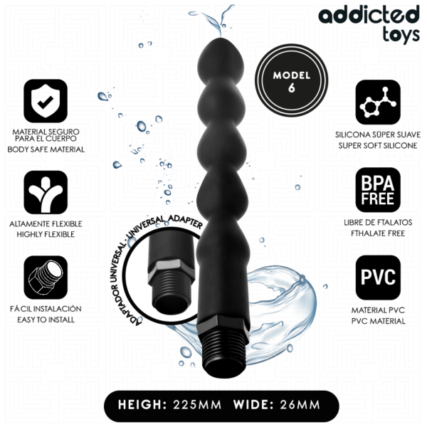 Duche anal Addicted Toys Modelo 6 com o respetivo adaptador universal