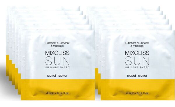 Caixa de 12 monodoses do lubrificante de silicone Mixgliss Sun Monoi