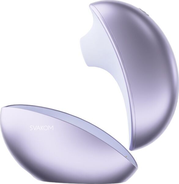 Estimulador SVAKOM Pulse Galaxie junto à sua base de carregamento com projetor de luzes