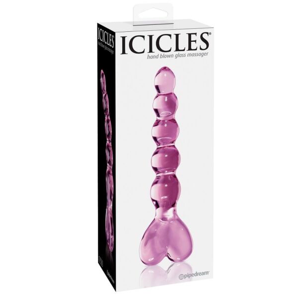 Dildo de vidro Pipedream Icicles No. 43 com pega em forma de coração