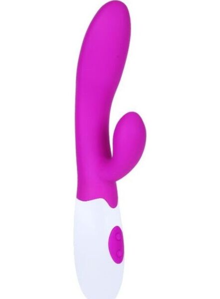 Vibrador rabbit Pretty Love Flirtation Alvis em lilás e branco, com parte inserível e estimulador do clitóris