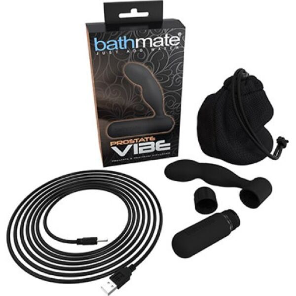 Massajador de próstata Bathmate Prostate Vibe preto, com a sua bala vibratória