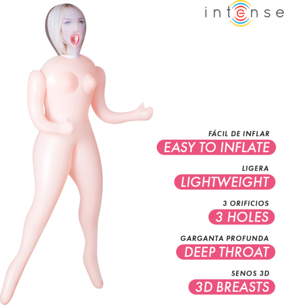 Boneca insuflável Intense Dolls Ingrid com três orifícios e seios 3D