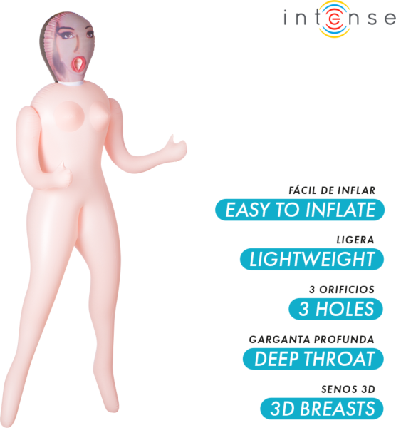 Boneca insuflável Intense Dolls Monique, com três orifícios e seios 3D