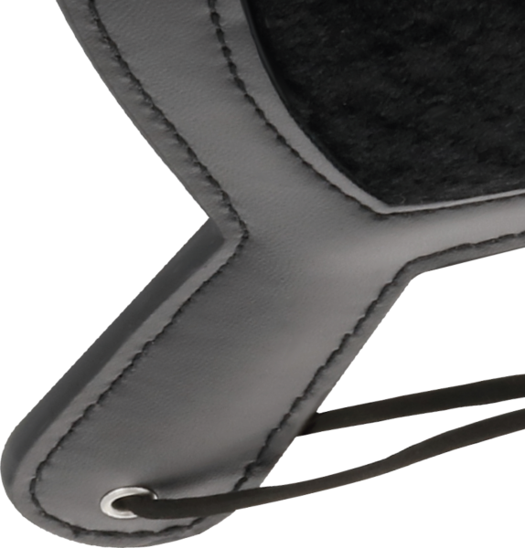 Palmatória BDSM Darkness Black Fetish Love Velor Paddle, preta com costuras pretas e picos