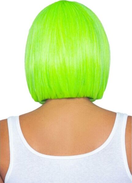 Peruca Leg Avenue Neon Bob verde, corte bob curto com franja em verde néon