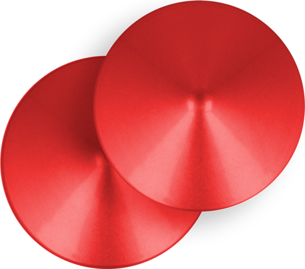Tapa-mamilos Ohmama Fetish Red Circle, redondos e vermelhos com textura metálica