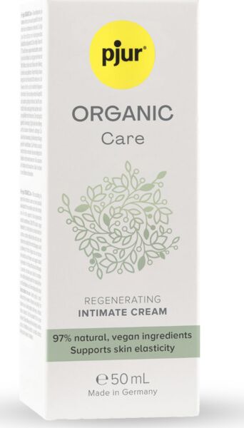 Frasco do creme íntimo pjur Organic Care 50 ml com doseador airless