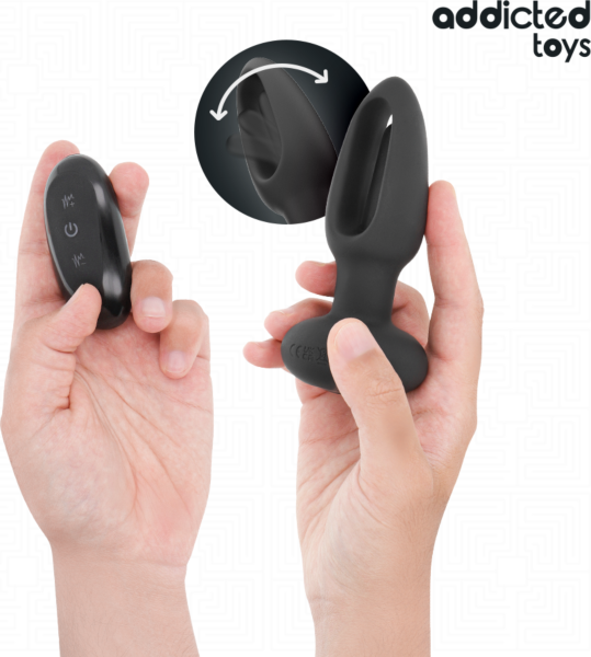 Plug anal Addicted Toys com língua vibratória e o seu comando sem fios